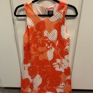 Vince Camuto orange and white dress